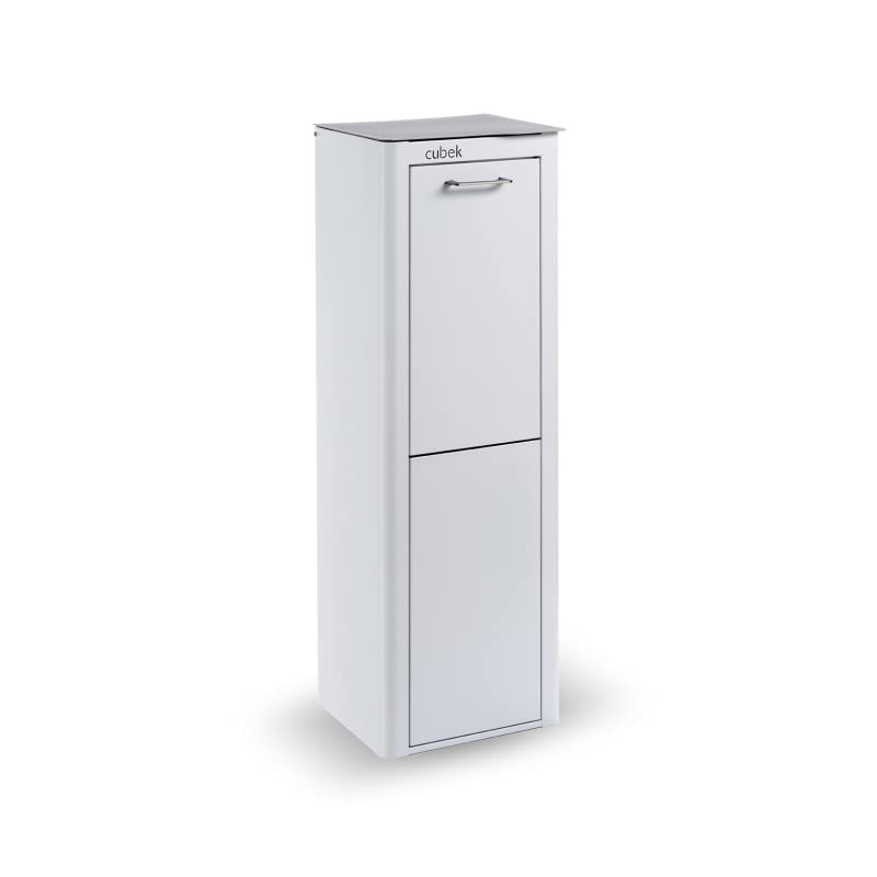 DON HIERRO - CUBEK - Recycling bin, Trash can Unit, Waste bin, Cabinet with 2 tilt-Out compartments. - White