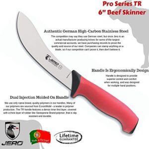 Jero Pro Series TR 6" Beef Skinning Knife - German High-Carbon Stainless Steel Blade - Superior Traction Handle With Softgrip Technology - True Commercial Grade Butcher Knife For Livestock and Game