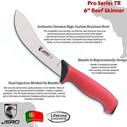 Jero Pro Series TR 6" Beef Skinning Knife - German High-Carbon Stainless Steel Blade - Superior Traction Handle With Softgrip Technology - True Commercial Grade Butcher Knife For Livestock and Game