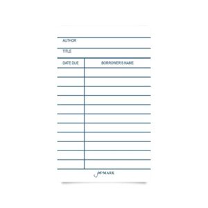 jot & mark library due date note cards | checkout catalog book cards (100 cards per pack)