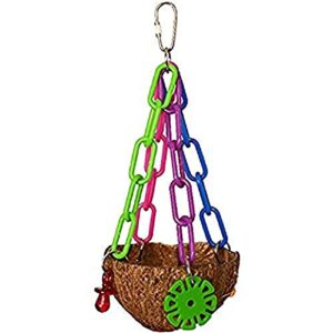 super bird creations sb895 coco treat cup foraging bird toy, small/large bird size, 9" x 4"