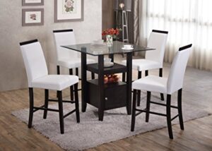 kings brand furniture - 5-piece counter height dining set, table & 4 chairs (white)