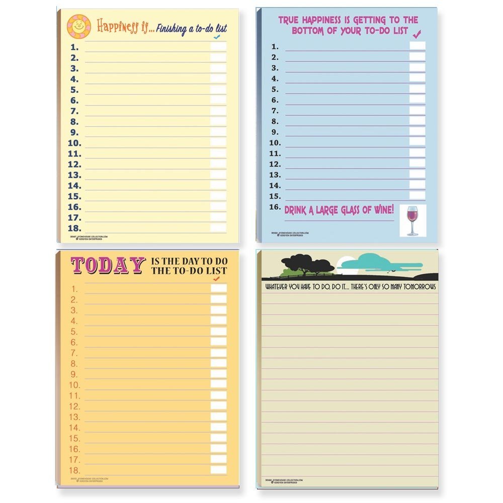 Stonehouse Collection Funny To Do Lists Note Pad Assorted Pack | 4 Funny ToDo List Pads | USA Made