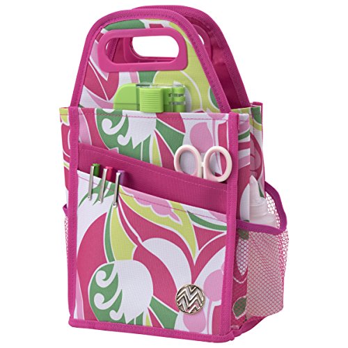 Storage Studios Macbeth Spinning Craft Tote, 7.25 x 7 x 13 Inches, Pink, White, Yellow, and Green (CH93542)