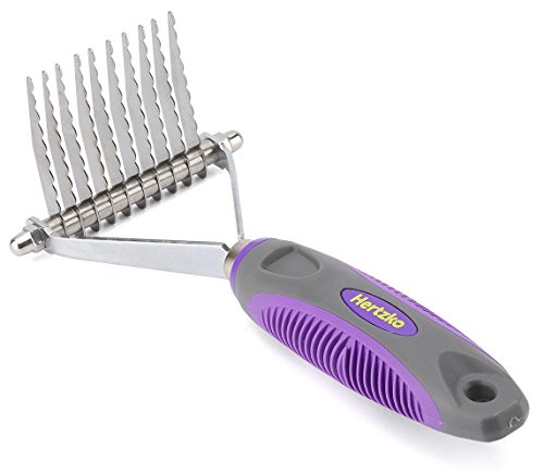 Hertzko Pet Undercoat Dematting Comb for Dogs Cats - Undercoat Rake Grooming Brush with Safety Edges - Deshedding Tool Great for Cutting and Removing Dead, Matted or Knotted Hair, Shedding Combs