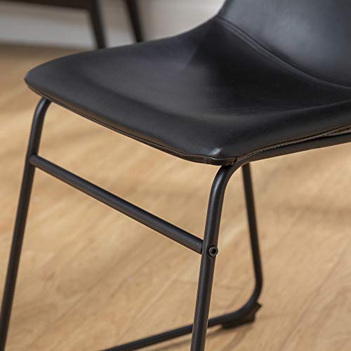 Walker Edison Douglas Urban Industrial Faux Leather Armless Counter Chairs, Set of 2, Black