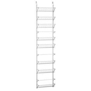 8 tier, over the door organizer - hanging wall rack for closet, bathroom, or kitchen organization and storage - metal pantry shelves by home-complete (white)