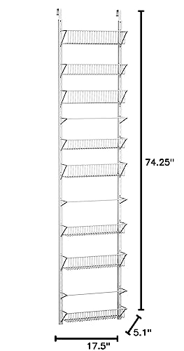 8 tier, Over the Door Organizer - Hanging Wall Rack for Closet, Bathroom, or Kitchen Organization and Storage - Metal Pantry Shelves by Home-Complete (White)