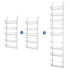 8 tier, Over the Door Organizer - Hanging Wall Rack for Closet, Bathroom, or Kitchen Organization and Storage - Metal Pantry Shelves by Home-Complete (White)