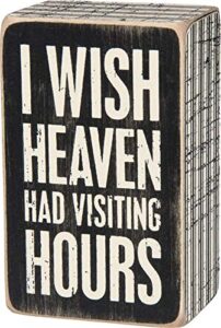 primitives by kathy 28462 pinstripe trimmed box sign, 2.5 x 4-inches, visiting hours , black