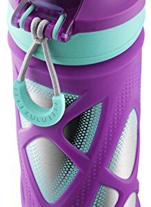 Zulu Echo BPA-Free Vacuum Insulated Stainless Steel Water Bottle with Flip Straw, Purple, 12 oz.