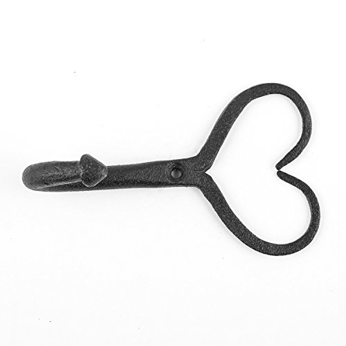 Renovators Supply Black Heart Style Coat and Robe Hooks 4 Inches Long Wrought Iron Powder Coat Finish Key and Towel Wall Mount Metal Hanger Hook Decor Including Complete Mounting Hardware Pack of 2