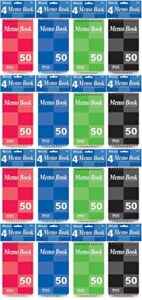 4 pk, bazic top bound spiral memo books, 3-inch-by-5-inch, 50 sheets (4 per pack, total of 16)