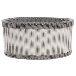 hubert® storage basket grey and white round - 17" dia 8"h