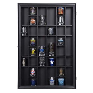 gallery solutions 17x26 display hinged front, black shot glass case od 17", 17" x 26"