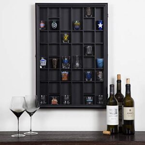 Gallery Solutions 17x26 Display Hinged Front, Black Shot Glass Case OD 17", 17" x 26"