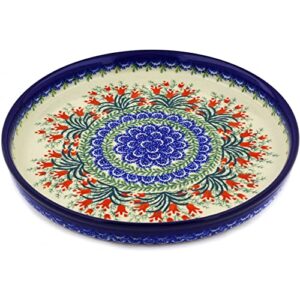 polish pottery cookie platter 10-inch sprouting tulips