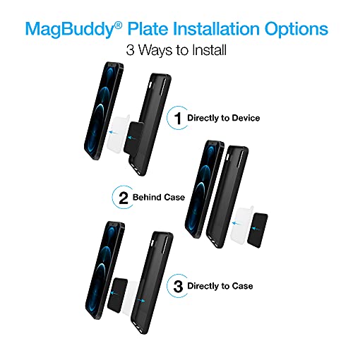 Naztech MagBuddy Ultra-Thin Plates - 2 Extra/Spare Plates for Your MagBuddy & MagBuddy Elite Magnetic Mount - [Black] 13626