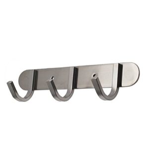 coat hook rack with 3 square hooks - premium modern wall mounted - ultra durable with solid steel construction, brushed stainless steel finish, super easy installation, rust and water proof