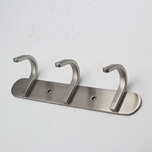 Coat Hook Rack with 3 Square Hooks - Premium Modern Wall Mounted - Ultra durable with solid steel construction, Brushed stainless steel finish, Super easy installation, Rust and water proof