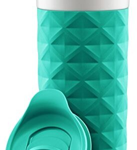 Ello Ogden Ceramic Travel Mug with Splash-Resistant Slider Lid and Protective Silicone Boot, Perfect for Coffee or Tea, BPA Free, Dishwasher Safe, Teal, 16 oz