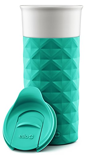 Ello Ogden Ceramic Travel Mug with Splash-Resistant Slider Lid and Protective Silicone Boot, Perfect for Coffee or Tea, BPA Free, Dishwasher Safe, Teal, 16 oz