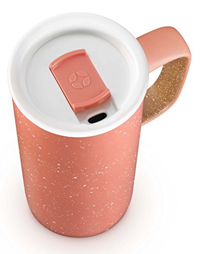 Ello Campy Vacuum Insulated Travel Mug with Leak-Proof Slider Lid and Comfy Carry Handle, Perfect for Coffee or Tea, BPA Free, Georgia Peach, 18oz