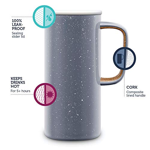 Ello Campy Vacuum Insulated Travel Mug with Leak-Proof Slider Lid and Comfy Carry Handle, Perfect for Coffee or Tea, BPA Free, Georgia Peach, 18oz