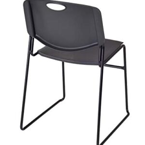 Kee 42" Square Breakroom Table- Grey/ Black & 4 Zeng Stack Chairs- Black