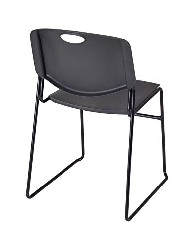 Kee 42" Square Breakroom Table- Grey/ Black & 4 Zeng Stack Chairs- Black