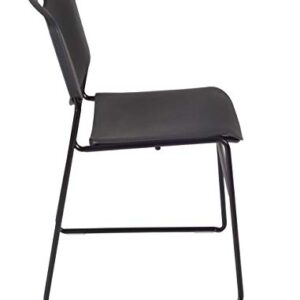 Kee 42" Square Breakroom Table- Grey/ Black & 4 Zeng Stack Chairs- Black