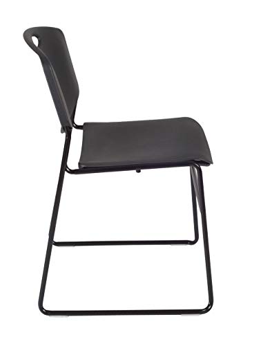 Kee 42" Square Breakroom Table- Grey/ Black & 4 Zeng Stack Chairs- Black