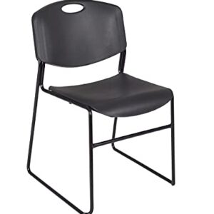 Kee 42" Square Breakroom Table- Grey/ Black & 4 Zeng Stack Chairs- Black