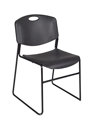 Kee 42" Square Breakroom Table- Grey/ Black & 4 Zeng Stack Chairs- Black