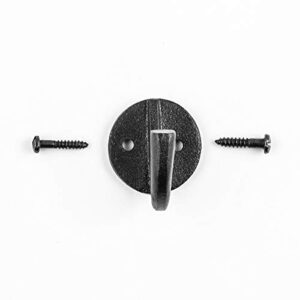 Renovators Supply Manufacturing Black Wrought Iron Wall Coat Hook Durable 1.6" L Single Hooks for Towel, Kitchenware, Robe or Jacket Wall Mount Rust Resistant Hanger Hooks with Hardware Pack of 2