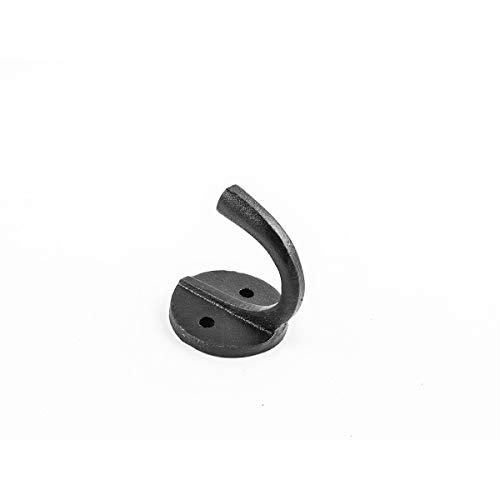 Renovators Supply Manufacturing Black Wrought Iron Wall Coat Hook Durable 1.6" L Single Hooks for Towel, Kitchenware, Robe or Jacket Wall Mount Rust Resistant Hanger Hooks with Hardware Pack of 2