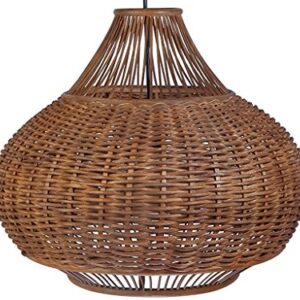 KOUBOO 1050064 Handwoven Wicker Pear Pendant lamp, 18" x 18" x 15", Rustic Brown