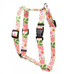 yellow dog design flower patch roman style dog harness, large