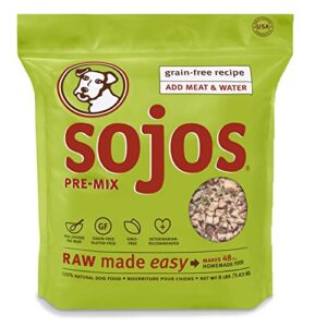 sojos natural pet food pre-mix grain free freeze-dried raw dry dog food mix, 8 pound (755709830129)