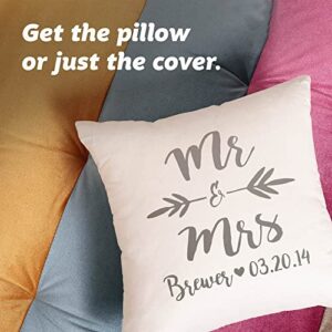 Pattern Pop Personalized Brush Script Mr. & Mrs. Throw Pillow (White, Throw Pillow)
