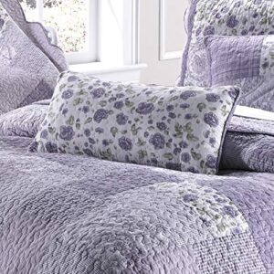 donna sharp throw pillow - lavender rose contemporary decorative throw pillow with patchwork pattern - rectangular