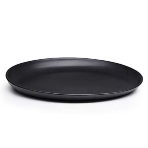 maia ming designs | eva serving platter | black matte stoneware | modern tea tray with ergonomic rim | inspired by eva zeisel | design award