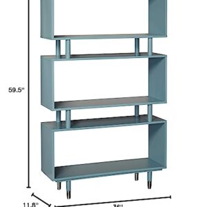 Target Marketing Systems Margo Mid-Century Modern Bookshelf, Antique Blue