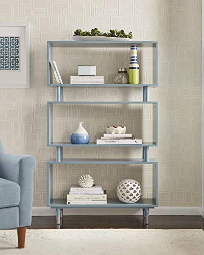 Target Marketing Systems Margo Mid-Century Modern Bookshelf, Antique Blue