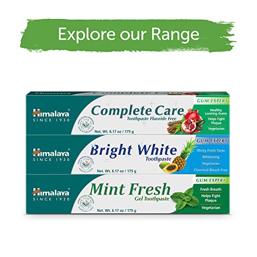 Himalaya Mint Fresh Gel Toothpaste, Fluoride Free to Reduce Plaque & Brighten Teeth, 6.17 oz, 2 Pack