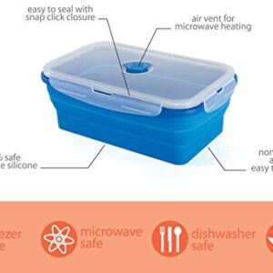 Kitchen + Home Thin Bins Collapsible Containers – Set of 4 Rectangle Silicone Food Storage Containers – BPA Free, Microwave, Dishwasher and Freezer Safe