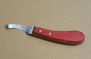 zcyingq right hand curved blade farrier equine horse stainless steel blade rainbow wooden handle.