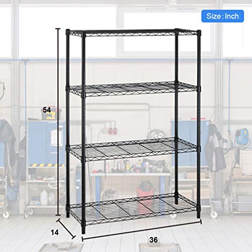 14x36x54 Inch 4-Shelf Storage Shelves Heavy Duty Shelving Unit for Kitchen Metal Shelves Garage Organizer Wire Rack Shelving Storage Unit Shelf Adjustable Utility NSF Certification Commercial