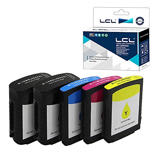 LCL Compatible Ink Cartridge Replacement for HP 10 11 C4844A C4836A C4837A C4838A 1000 1100 1100d 1100dtn 1200 1200d cp1700ps 2000cn 2200xi 2200 2200se 2000c (5-Pack 2Black Cyan Magenta Yellow)