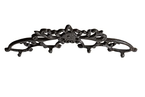 gasare, Decorative Hooks, Key Holder for Wall, Cast Iron Hooks, Wall Mount Screws and Anchors, 12 x 4 ½ Inches, Brown, 1 Unit